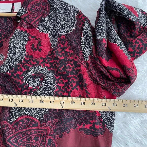 Chico’s Paisley Roxanne Top Woman’s 3 (XL) Button Down Long Sleeve Office - Picture 8 of 9